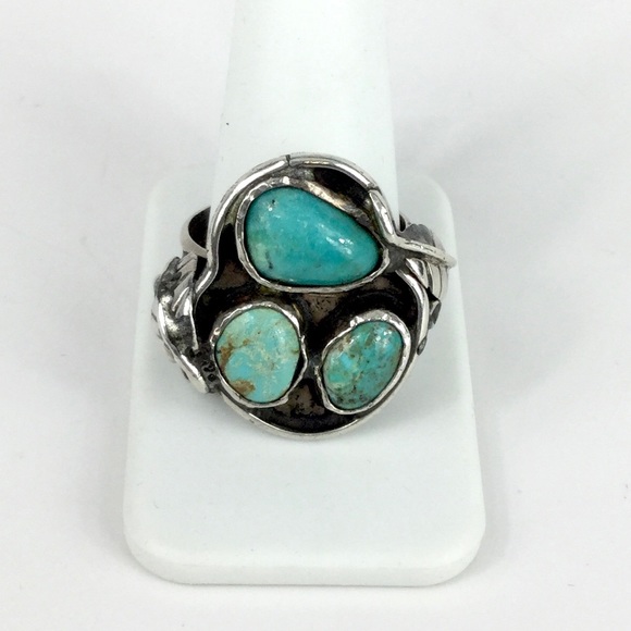 Vintage Other - Men’s Vintage Sterling Silver & Turquoise Ring 13